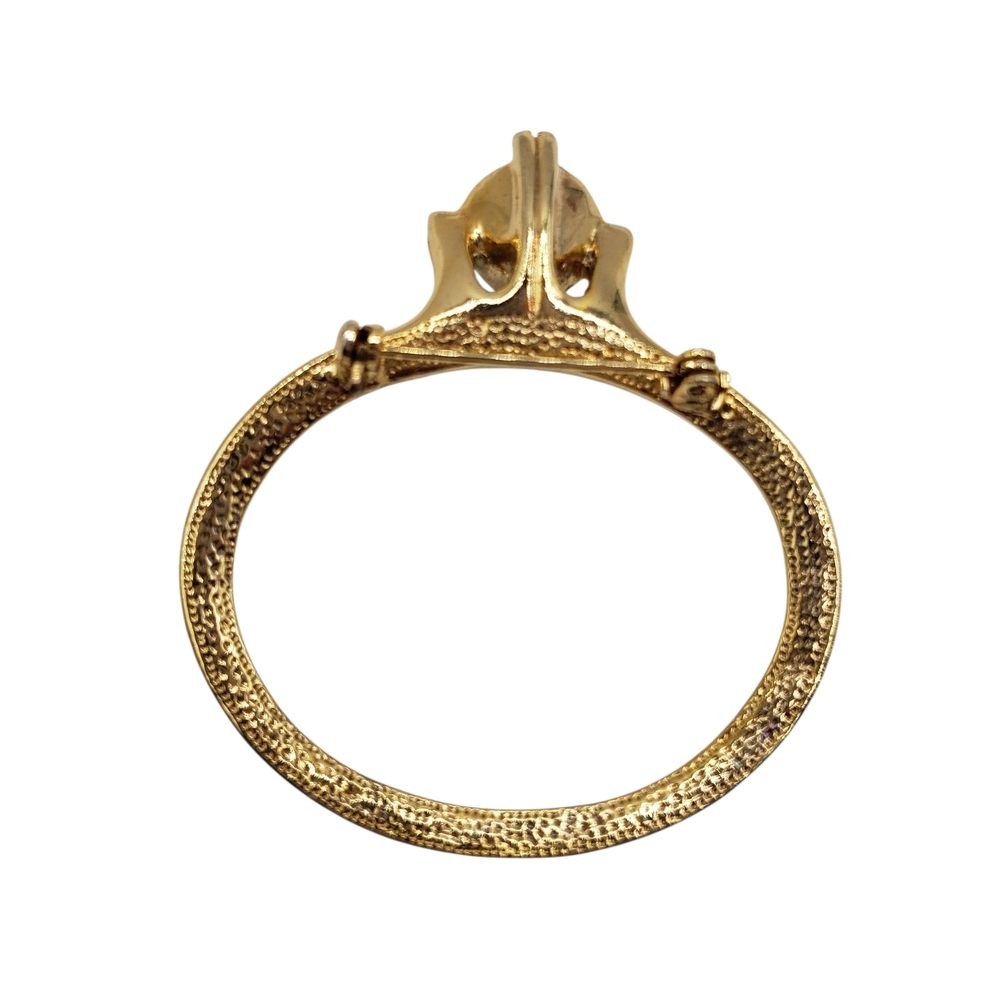 🔷️Elegant Gold tone Brooch Ring Clear Stone Solitaire - Picture 5 of 10